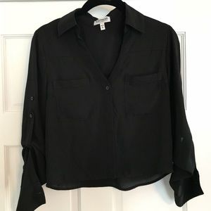 NWOT Cropped Black Blouse Size XS